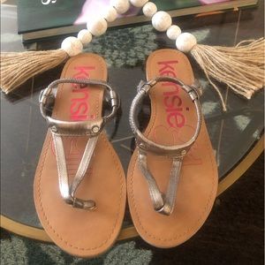 Kensie Silver V Strap Sandal